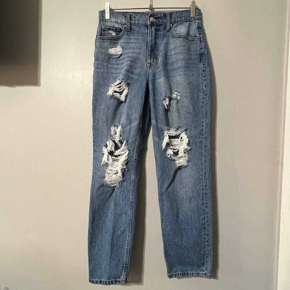 Aéropostale Mom Jeans Womens 4 Distressed Ripped High Rise 100% Cotton Denim